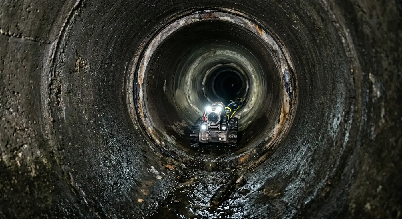 Robotic sewer camera inspecting pipe interior for Drain Snake Service in Medina